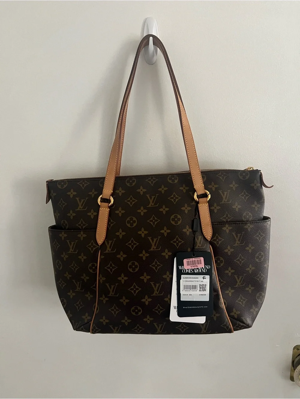 Louis Vuitton Monogram Canvas Tote in Brown with Tan Handles